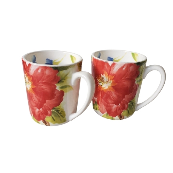 Pier 1 Imports Amelia Floral Ironstone Mugs Set of 2 - Picture 2 of 9
